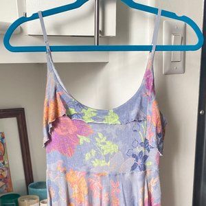 Periwinkle Flower Midi Dress with Back Cut-out